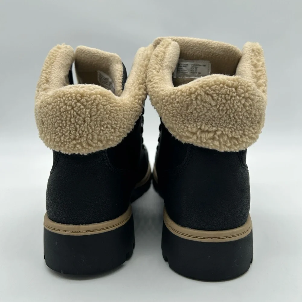 Time & Tru Black Vegan Winter Boots Fur Lined Women’s Size 7 New With Tag